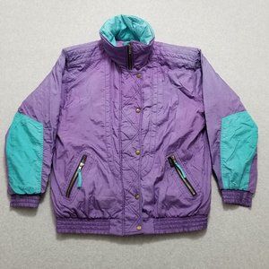 VINTAGE Ski Jacket Womens‎ Medium Purple Full Zip Pockets Outdoor